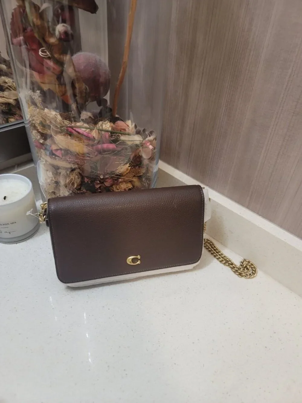 Coach Mila Crossbody Leather Maple Brass Hardware Removable Pouch NWT New